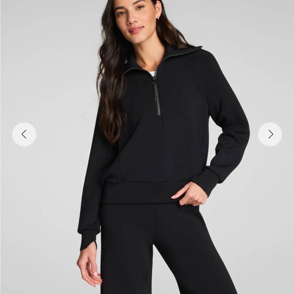 SPANX Black Half-Zip Sweatshirt Pullover